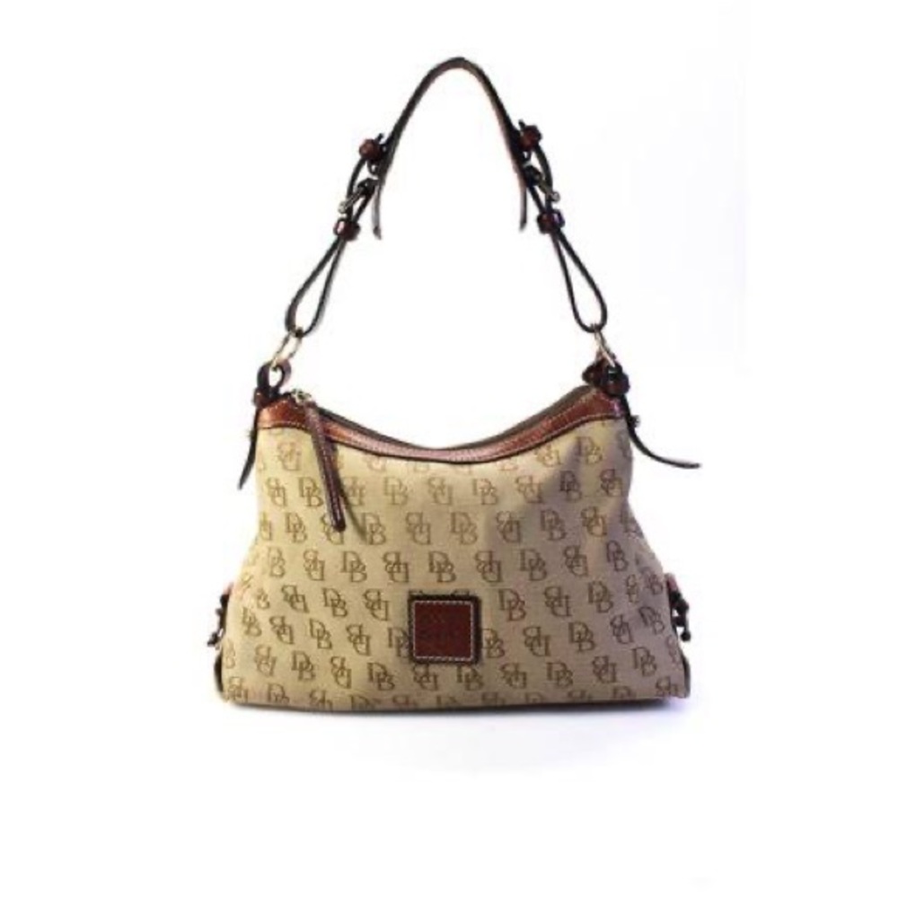 Dooney & Bourke Womens Single Handle Monogram Mini Shoulder Handbag Brown